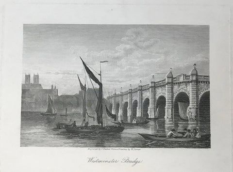 Westminster Bridge  Steel engraving by J. Walker after William Turner ca 1850.