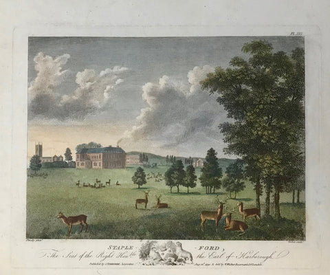 Staple Ford  The Seat of the Right Honorable the Earl of Harborough.  By Walker after throsby, dated 1790. Repairs in upper left margin corner and lower left margin corner.  13.3 x 18.1 cm (5.2 x 7.1 ")  Castles, Landscapes and Estates of England and Scotland
