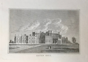 Eaton Hall, Cheshire  Steel engraving 1837.
