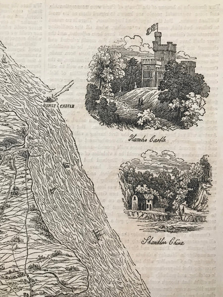 "Isle of Wight"  The five small views: Osborne House the Queen's Marine Villa, Black Gang Chine, Hambra Castle, Schanklin Chine, The Needles Light House