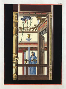 "Scorcio architettonico con figura maschile di offerente" (Architectural detail with a man offering a sacrifice) - Pompei (7 / LXXIII / 329)  Anonymous copper etching, 1760 interior design, wall decoration, ideas, idea, gift ideas, present, vintage, charming, special, decoration, home interior, living room design
