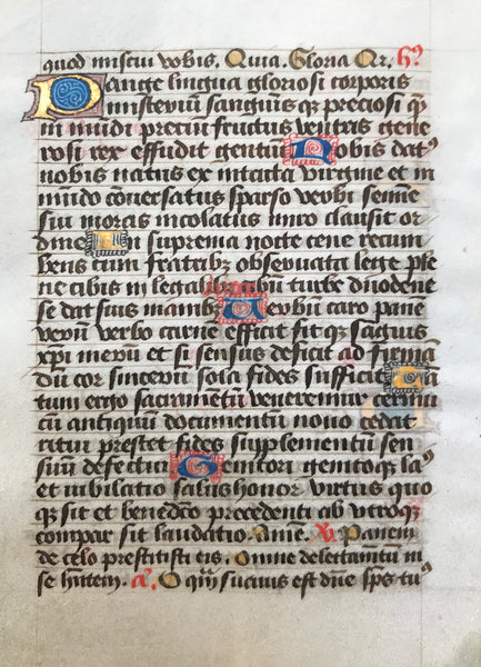 Illuminated Manusscript: Individual pages from a daily missal (Roman rites)  Published ca 1450.