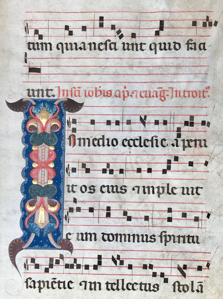 Illuminated Manuscript: Ornamental Initial "I":
