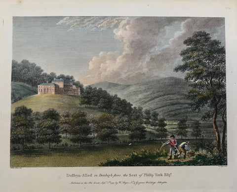    Duffy Alled in Denbigh-shire, the Seat of Philip York Esq.  By W. Angus after John Bird, dated 1797. Light browning in margins from previous framing.  12.9 x 18.5 cm (4 x 7.3 ")  Castles, Landscapes and Estates of England and Scotland