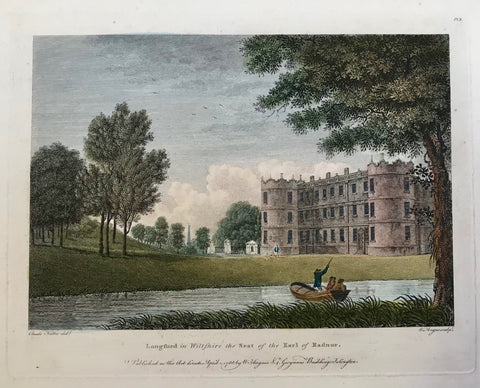 Longford in Wiltshire, the Seat of the Earl of Radnor  By W. Angus after Claude Nattes, dated 1788.  12.7 x 18.2 cm ( 5 x 7.1 ")  Castles, Landscapes and Estates of England and Scotland