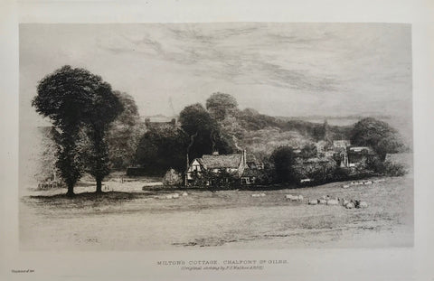 "Milton's Cottage, Chalfont St. Giles"  Etching on strong paper after the original by F. S. Walker. Published 1895.