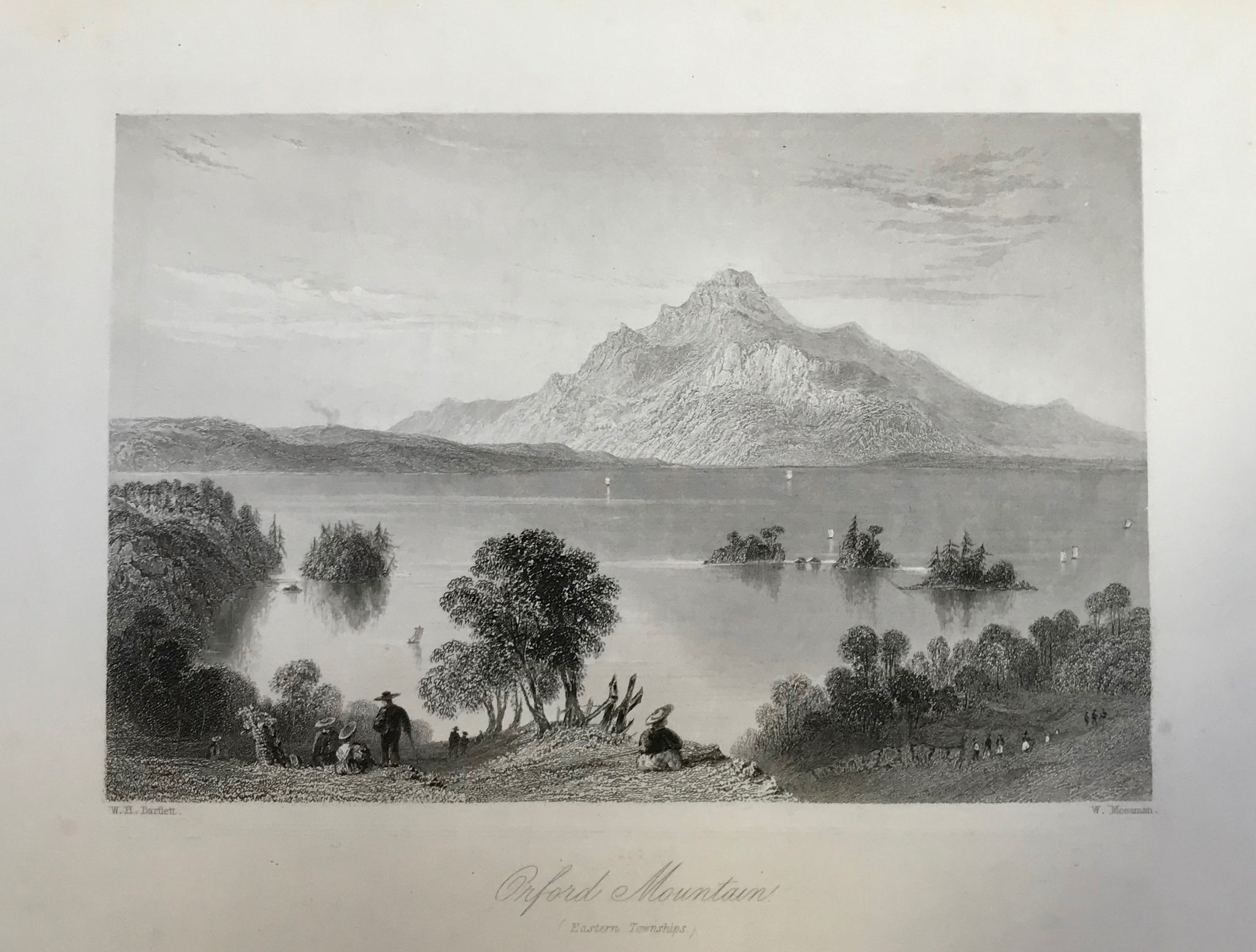 "Oxford Mountain" (Eastern Townships)  Steel engraving by W. Mossman after W. H. Bartlett dated 1842.