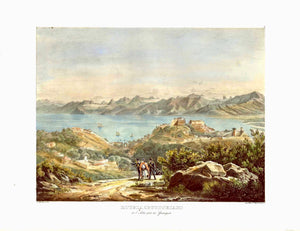 Bougia (Boudjeiah). View of Algeria originates from Adolphe Otth's travel observations in Algeria. He was the designer and lithographer for this astounding series which were published by J. F. Wagner at Berne, Switzerland.Ca 1850 as Esquisses africaines, dessinées pendant un voyage à Alger".