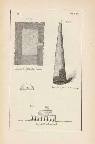 Abu-Shahrein  Mugheir Temple  Wood engravings published 1875  Original antique print   interior design, gift ideas, vintage, decoration 