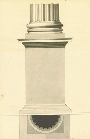 Architecture, Column, Washed ink drawing. Not signed. From the inheritance of Camilo Sordevolo who signed some of his drawings and dated them 1824.