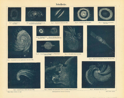 "Nebelflecke" (Nebulae)  Zincograph.  Original antique print   Excellent condition.