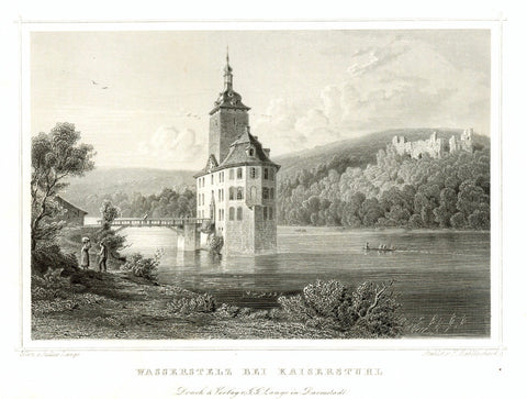 "Wasserstelz bei Kaiserstuhl"  Steel engraving by Hablitscheck after Julius Lange ca 1850. Good condition.  Image: 11 x 16 cm ( 4.3 x 6.2 ")