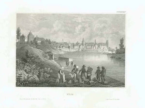 "Ulm"  Steel engraving from Bibliograph. Institut in Hildburghausen ca 1850.  Original antique print , interior design, wall decoration, ideas, idea, gift ideas, present, vintage, charming, special, decoration, home interior, living room design