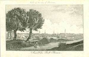 "View of the City of Bremen" "Ansicht der Stadt Bremen"  Anonymous copper engraving ca 1800.
