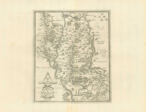 "Udrone Irlandiae in Caterlagh Baronia"  Detailed and decorative copper etching by Gerard Mercator (1512-1594)  Map shows present day County Carlow in Leinster Province and Catherlaugh, now Carlow.  Published in Amsterdam ca 1620.  Original antique print    For a 30% discount enter MAPS30 at chekout, interior design, wall decoration, ideas, idea, gift ideas, present, vintage, charming, special, decoration, home interior, living room design