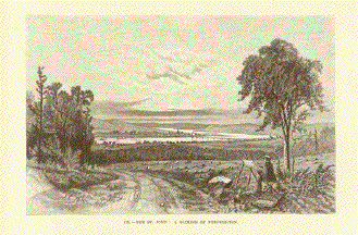 "The St. John: A Glimpse of Fredericton"  Wood engraving published 1895 on a page of text about this part of Canada. The text continues on the reverse side with an image of The Jemseg.