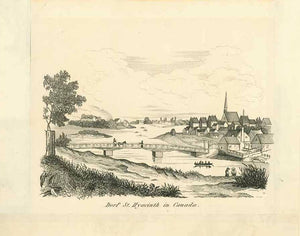 St. Hyacinth. - "Dorf St. Hyacinth in Canada"  Anonymous copper etching  Published in: "Malerische Reise in Süd- und Nordamerika"  Von Alcide d'Orbigny  Leipzig, 1836  St. Hyacinth is situated on either side of the river Ymaska in the  Province of Quebec. The Yamaska river is a contributory to Saint Lawrence River.  In 1757 it was named after Hyacinth of Caesarea.  Original antique print 