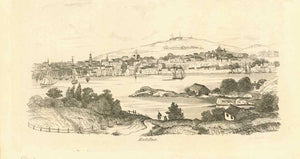 "Halifax"  Anonymous copper etching   Published in: "Malerische Reise in Süd- und Nordamerika"  Von Alcide d'Orbigny  Leipzig, 1836  Original antique print  