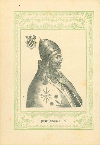 "Papst Hadrian IV"  Pope Hadrian IV was born in Holland in Holland in 1459 and died in 1523 in Rome. Published ca 1875.  Original antique print , interior design, wall decoration, ideas, idea, gift ideas, present, vintage, charming, special, decoration, home interior, living room design
