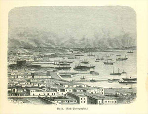 "Baku"  Wood engraving made after a photograph ca 1880. Reverse side is printed.