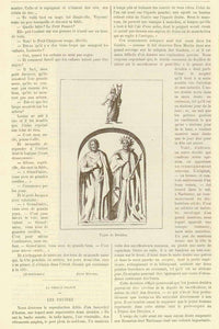 "Types de Druids"  Wood engraving on a page with an article about Druids. Reverse side is printed with unrelated text.