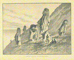"Statues Geantes De L'Ile de Paques" (Osterinseln, Easter Island)  Zincograph ca 1890.  Original antique print    Landscapes, Osterinsel, Easter Island, L'Ille de Paques