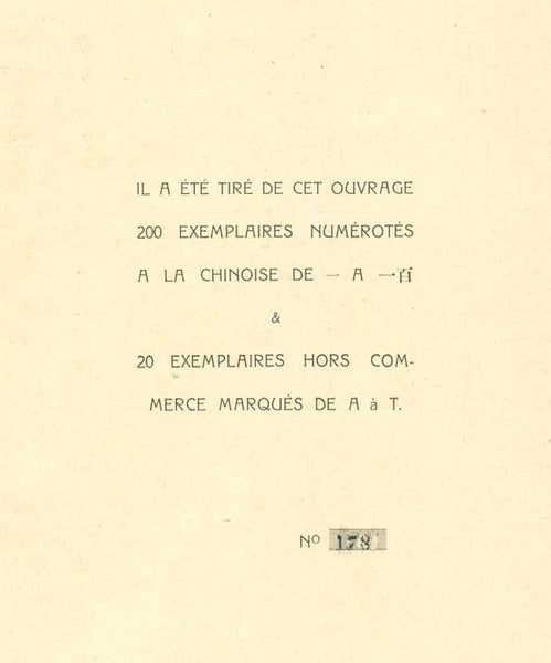 Illustration from "Les images populaires chinoises - Min - Kien - Tsche - T'ou - Siang" by / von Albert Nachbaur and / und Wang Ngen Joung  This is a single page.  The page is from a  book that was published in Beijing in the French language. It had a limited and numbered edition of 200. No second edition  Seite aus dem Buch, das 1926 in Peking  in französischer Sprache erschien, hatte eine limitierte, nummerierte Auflage von 200. Keine zweite Auflage.