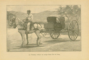 "La Volante, voiture en usage dans L'Ile de Cuba"  Zincograph published ca 1890.  Original antique print  