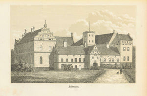 "Holkenhaven"  Historic House in Denmark  Anonymous toned lithograph. Copenhagen, 1873  Original antique print  