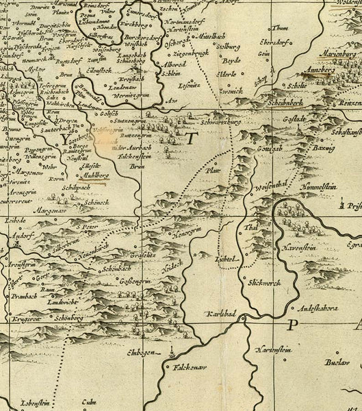 Antique map Germany, Antike Karte Deutschland, Meissen, Vogtland, Sachsen, Saxony, Elbe,  Triebisch,  Markgrafschaft Meissen mit dem Voigtlöand"  Kupfestichkarte von Olof Hansen Örnehufvud (1600-1644)  Publiziert von Jansson-Waesberg, Moses Pitt und Stephen Swart.  Amsterdam, 1683 