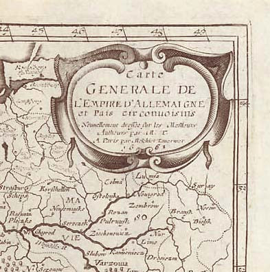 Karte, antik, Deutschland, "Carte generale de l Empire d Allemaigne et Pais circonvoisins"  Copper engraving map by M. Tavernie. Pubished at Pierre Davity, Paris, 1661  Engravings from topographic works by Davity are very rare!  Original antique print  