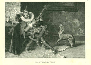 "The Duet"  Wood engraving made after a painting by Max Volkhart. Published 1895.  On the reverse side is a short article about this painting by Max Volkart.