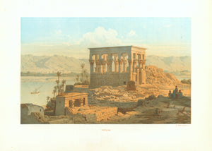 "Phylae"  Toned lithograph printed in color by A. Meermann. Published 1861.  Philae is an island in the reservoir of the Aswan Low Dam  Original antique print 
