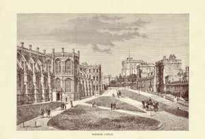 "Windsor Castle"  Wood engraving by Barbant ca 1880. Very light age toning.