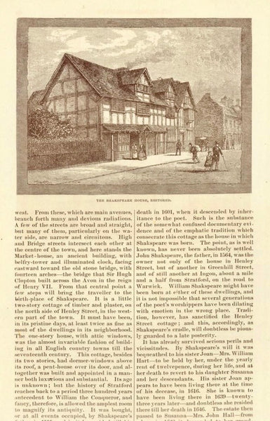 England: "House in Which Shakespeare was born, Before Restoration", Stratford Upon Avon