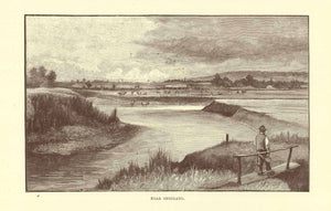 "Near Snodland"  Wood engraving 1895 on a page of text about the Lower Medway that continues on the reverse side with an image of Cuxton.