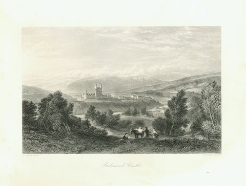 "Balmoral Castle"  Steel engraving by J. Goderey after a painting by W. Leitch ca 1850.