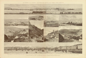 Madrid, Spain, The various images show - from top: 1 Vista panoramic de La Coruna desde el Catillo de San Diego a la Salida del Tunel del Pasaje  2 - Perspectiva de Palencia 3 - Tunel de Lazo 4 - Lugo 5 - Vista de Leon 6 - Pintoresco Valle del Lor 7 - Tunel del Estrecho de Cobas 8 - Ciudad y Castillo de Monforte 9 - Viaducto de Villufre 10 - La Coruna: Vista tomada desde La Ciudad Vieja.