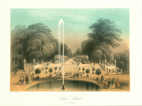 "Saint Cloud"  Steel engraving by William French after the drawing by Albert Henry Payne.  Printed in two ground colors.  Published in Leipzig, ca. 1860