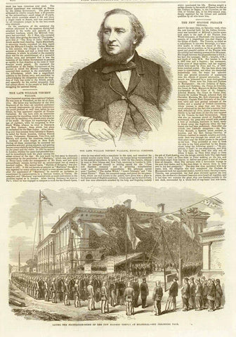 Top: Music Composer: William Vincent Wallace  "Laying the foundation-stone of the new Masonic Temple at Shanghai"  Wood engraving. Published in London, 1865  Reverse side has article "The Freemasons in China"