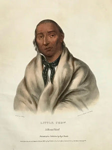 "Little Crow. A Sioux Chief" Lithograph. Original hand coloring Painting by Charles Bird King (1785-1862) Published in: "History of the Indian Tribes of North America" Authors: Thomas Loraine McKenny (1785-1859) and James Hall (1793-1868)