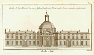 "Elevation du Projet de la Facade Exterieure de l'Eglise et des Baitimens de l'Abbaye Royal de Panthemont du cote de la Rue de Grenelle"  Copper engraving by F. Wexlberg ca 1770.