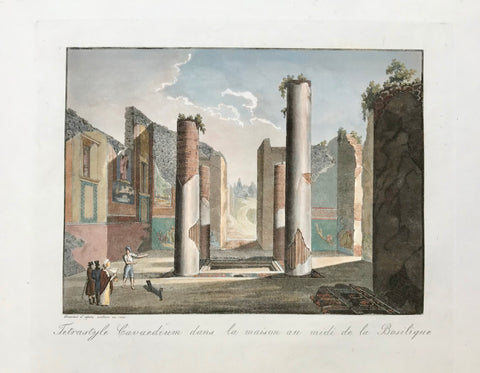 Aquatints engraved by Paul Fumagalli from 1821-1825  These prints with their velvety aquatint appearance were made to delight our hearts. They portrait, like no others, the elegance of architecture and the luxurious lifestyle of the citizens of the ancient city - until the nearby Vesuvius put an end to it all in a devestating rain of volcanic ashes.