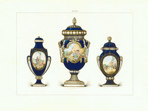 "Sevres" Very fine chromolithograph by Gillot after the artist Edouard Garnier, 1892. The porcelain shown is from ca 1780.