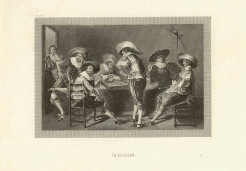 "Tricktrack"  Anonymous copper engraving ca 1780., games, trick track, backgammon