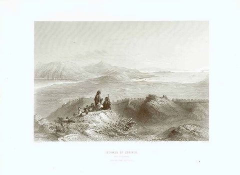 "Isthmus of Corinth" "With Cenchrea" "From the Arco Corinthus"  Steel engraving by J.C. Bentley after W. H. Bartlett, published 1854.