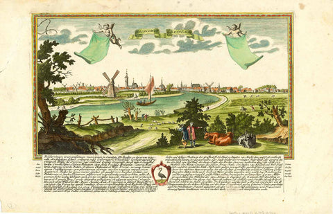 Antique print, antiker Stich, Den Haag. - The Hague  "Hagacomit Graffehag"   Den Haag, The Hague, Paleis Noordeinde, Vredespaleis, International Court  General view of the Dutch capital Den Haag.  Copper etching by Johann Christian Leopold (1699-1755).  Leopold was his own publisher.  Published in Augsburg, ca. 1730. interior design, wall decoration, ideas, idea, gift ideas, present, vintage, charming, special, decoration, home interior, living room design 
