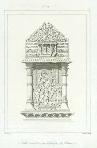 "Niche sculpte au Temple de Barolli"  Steel engraving 1845.