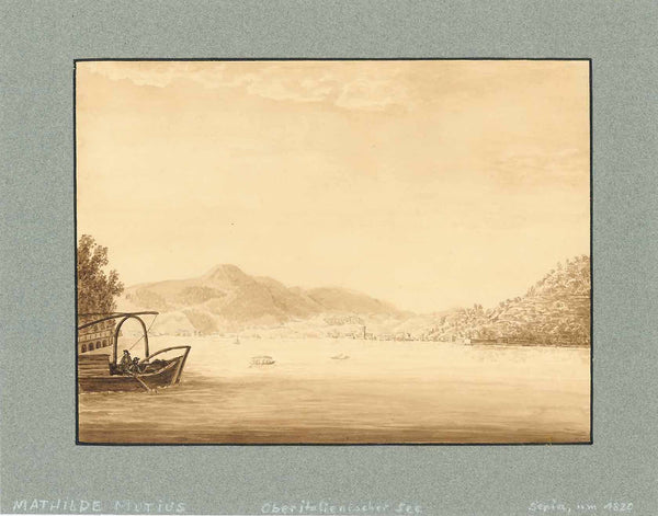  Lago Maggiore  Ink drawing in sepia color.  On reverse side with pencil: Mathilde Mutins. Ca. 1820  Mathilde von Mutius was married to  Freiherr Johann August Friedrich Hiller von Gärtringen  Unfortunately we are unable to clearly state the point of view. Locally acquainted people will be able to help.  Original Drawing!