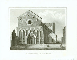 "S. Lorenzo in Vicenza"  Anonymous steel engraving ca 1850.